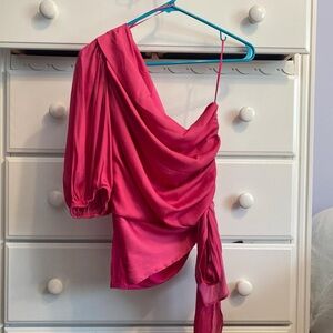 Elegant Pink One-Shoulder Blouse